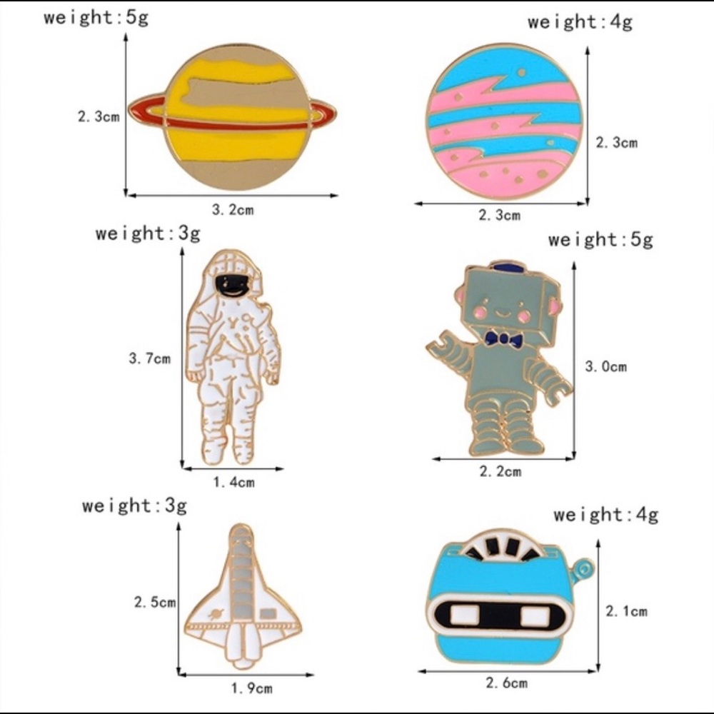 6 Pcs Space Pin Set - Picture 3 of 8